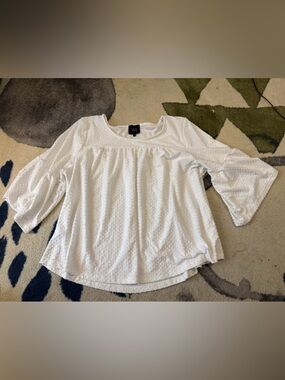 W5 White Swiss Dot Peasant Blouse